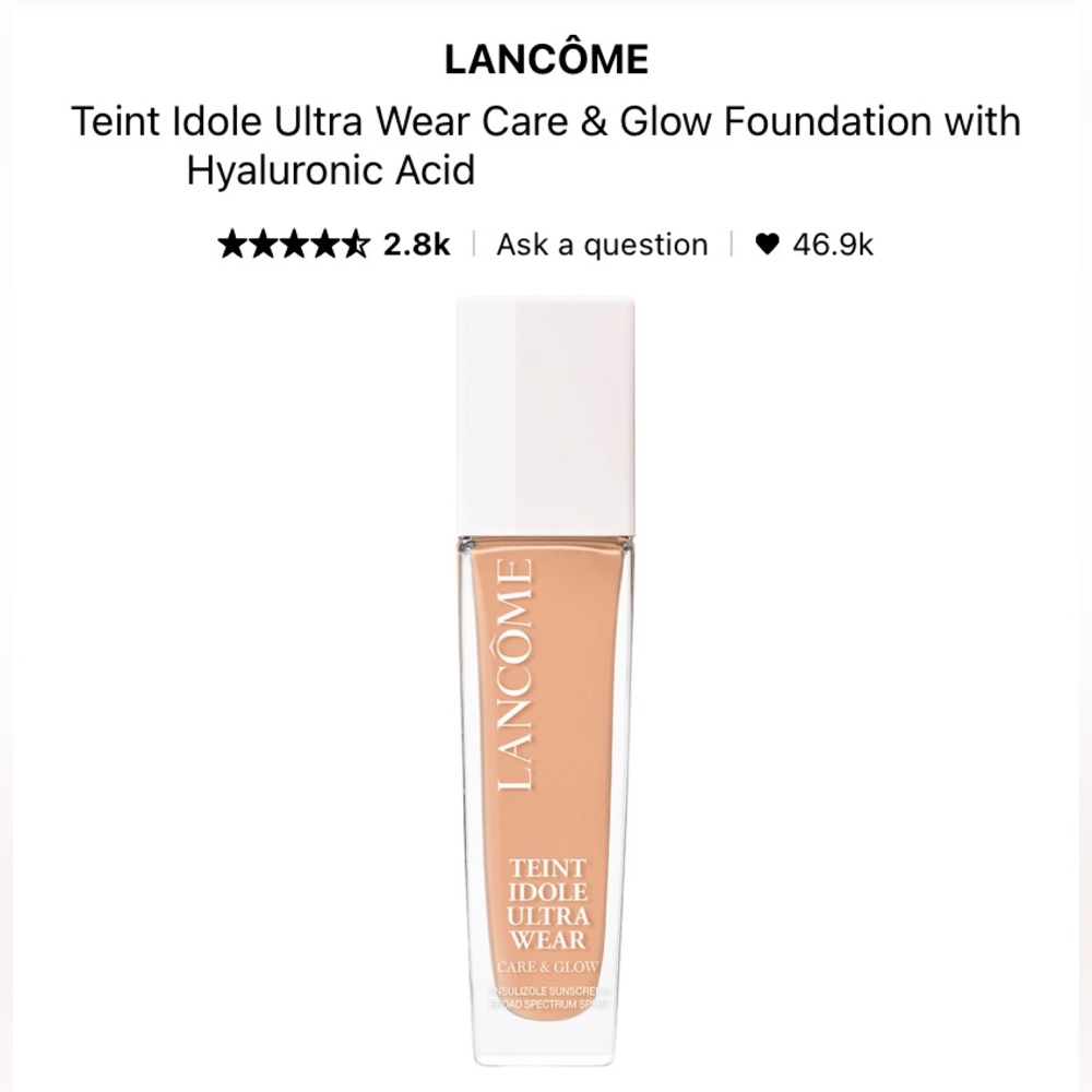 Lancôme Teint Idole Ultra Wear Care & Glow Foundation with Hyaluronic Acid 310N